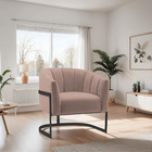 Poltrona Decorativa Sala De Estar Recepção Mavie Base De Ferr