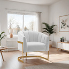 Poltrona Decorativa Sala De Estar Recepção Mavie Base De Ferr