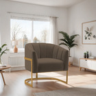 Poltrona Decorativa Sala De Estar Recepção Mavie Base De Ferr