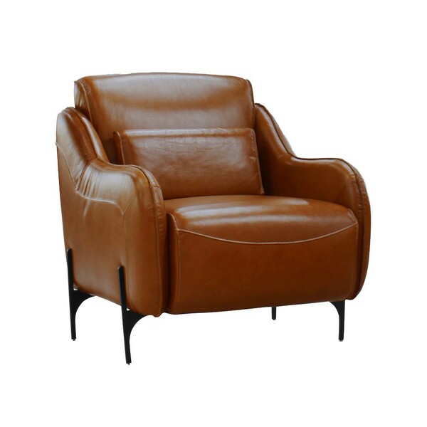 Poltrona Decorativa Sala De Estar Rene Supreme Couro Caramelo