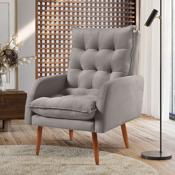 Poltrona Decorativa Sala De Estar Seul Cinza