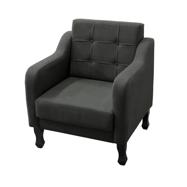 Poltrona Decorativa Sala De Estar Sofia Recepção Suede Cinza