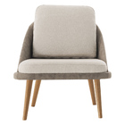 Poltrona Decorativa Sala De Estar Suly Bege/cinza Com Pés Noc