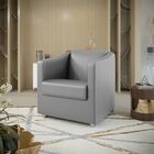 Poltrona Decorativa Sala De Estar Tila Corino Cinza Claro