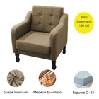 Poltrona Decorativa Sala De Estar Yanna Suede Bege Escuro Beg