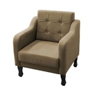 Poltrona Decorativa Sala De Estar Yanna Suede Bege Escuro Beg