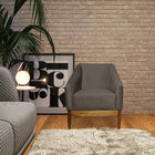 Poltrona Decorativa Sala De Estar Zahara Veludo Cappuccino Tr