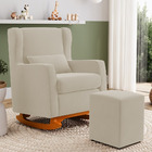 Poltrona Decorativa Sala De Estar Zoe Com Base Balanço E Puff