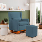 Poltrona Decorativa Sala De Estar Zoe Com Base Balanço E Puff