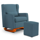 Poltrona Decorativa Sala De Estar Zoe Com Base Balanço E Puff