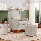 Poltrona Decorativa Sala De Estar Zoe Com Base Balanço E Puff