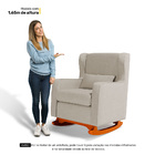 Poltrona Decorativa Sala De Estar Zoe Com Base Balanço E Puff