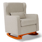 Poltrona Decorativa Sala De Estar Zoe Com Base Balanço E Puff