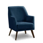 Poltrona Decorativa Sala De Jantar Magali Lisa Veludo Azul Ma