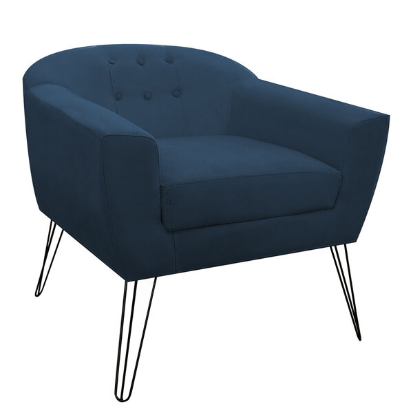 Poltrona Decorativa Sala Escritório Jolly Suede Azul Marinho