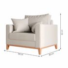 Poltrona Decorativa Sala Estar Beni Pés Madeira Linho Bege -