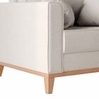 Poltrona Decorativa Sala Estar Beni Pés Madeira Linho Bege -