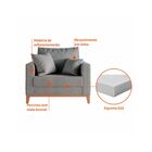 Poltrona Decorativa Sala Estar Beni Pés Madeira Linho Cinza -