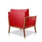 Poltrona Decorativa Sala Estar Jade Veludo Vermelho 5