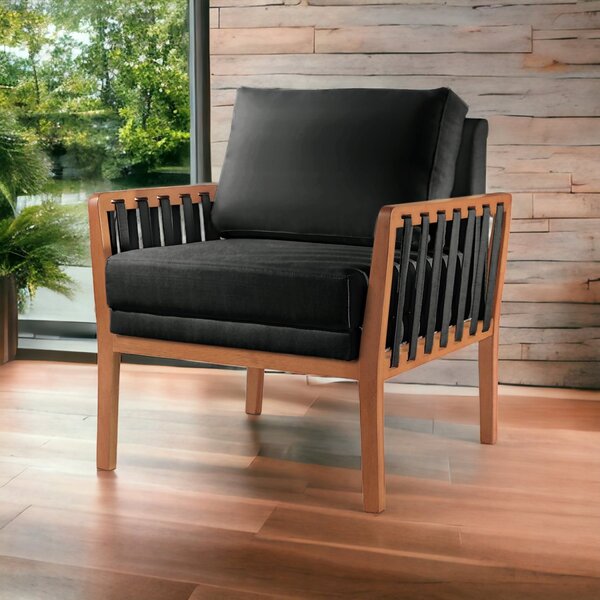 Poltrona Decorativa Sala Estar Julia Linho Preto