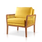 Poltrona Decorativa Sala Estar Julia Veludo Amarelo 18