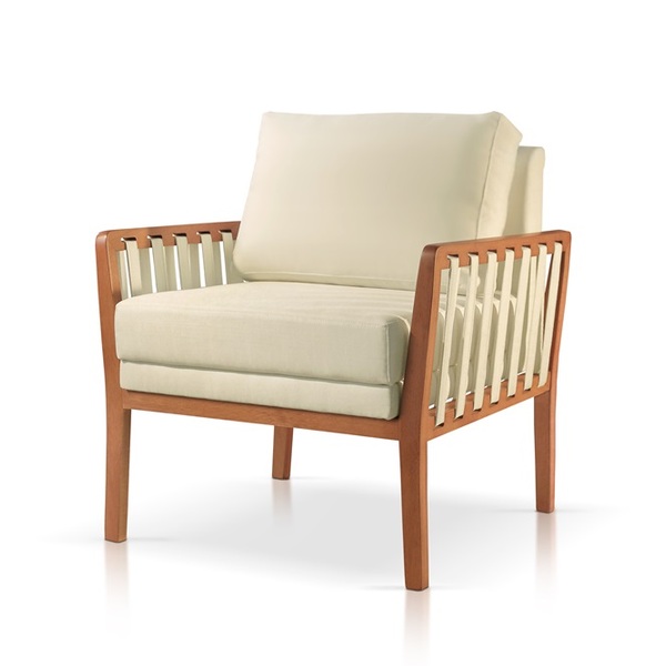 Poltrona Decorativa Sala Estar Julia Veludo Bege Claro 01