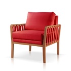 Poltrona Decorativa Sala Estar Julia Veludo Vermelho 5