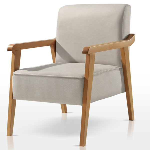 Poltrona Decorativa Sala Estar Luiza Linho Cinza Claro