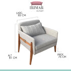 Poltrona Decorativa Sala Madeira Maciça Cinta Lateral Sintéti