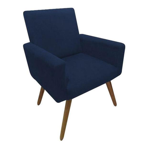 Poltrona Decorativa Sala Nina Pés Palito Suede Azul Marinho