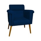 Poltrona Decorativa Sala Pés Palito Elisa Suede Azul Marinho