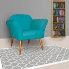 Poltrona Decorativa Sala Quarto Marcela Suede Azul Turquesa