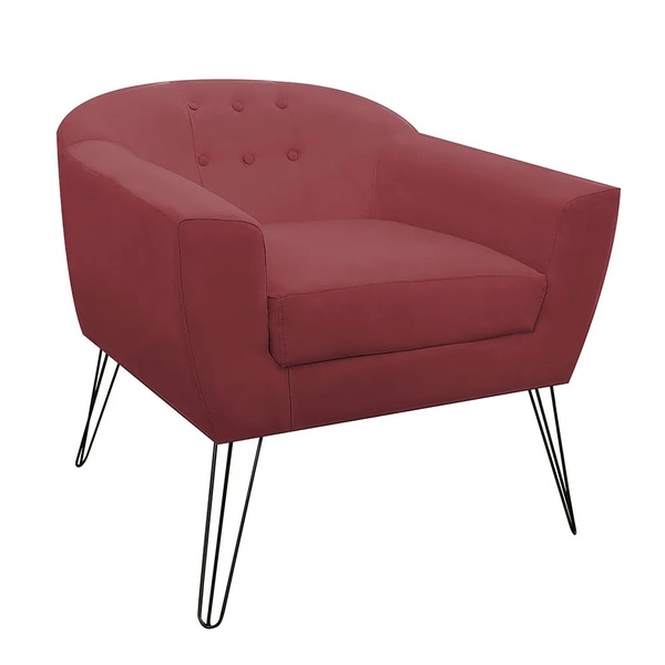 Poltrona Decorativa Sala Quarto Recepção Jolly Suede Bordô