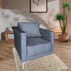 Poltrona Decorativa Sala Quarto Sara Suede Grafitte