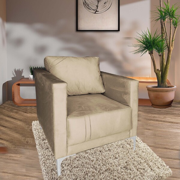 Poltrona Decorativa Sala Quarto Sara Suedecapuccino