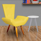 Poltrona Decorativa Sala Recepção Emília Barca Suede Amarelo