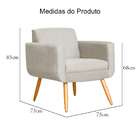 Poltrona Decorativa Sala Recepção Quarto Cristal Suede Bege