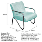 Poltrona Decorativa Sara Pés Cromado Suede Azul Tiffany - Ama