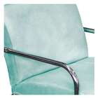 Poltrona Decorativa Sara Pés Cromado Suede Azul Tiffany - Doc