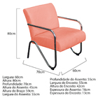 Poltrona Decorativa Sara Pés Cromado Suede Coral - Doce Sonho