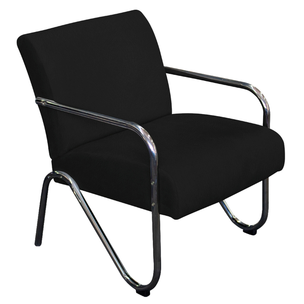 Poltrona Decorativa Sara Pés Cromado Suede Preto - Amarena Mó