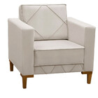 Poltrona Decorativa Sarah Veludo Bege Marfim - Star Confort