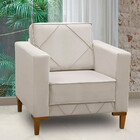 Poltrona Decorativa Sarah Veludo Bege Marfim - Star Confort