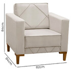 Poltrona Decorativa Sarah Veludo Bege Marfim - Star Confort