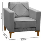 Poltrona Decorativa Sarah Veludo Cinza Chumbo - Speciale Home