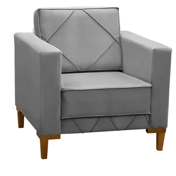 Poltrona Decorativa Sarah Veludo Cinza Chumbo - Speciale Home