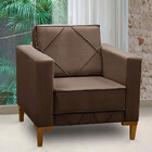 Poltrona Decorativa Sarah Veludo Marrom Chocolate - Star Conf