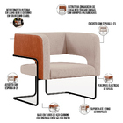 Poltrona Decorativa Scarlett D02 Base Aço Preto Couríssimo Ca