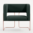 Poltrona Decorativa Scarlett D02 Base De Aço New Cobre Linho