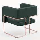 Poltrona Decorativa Scarlett D02 Base De Aço New Cobre Linho